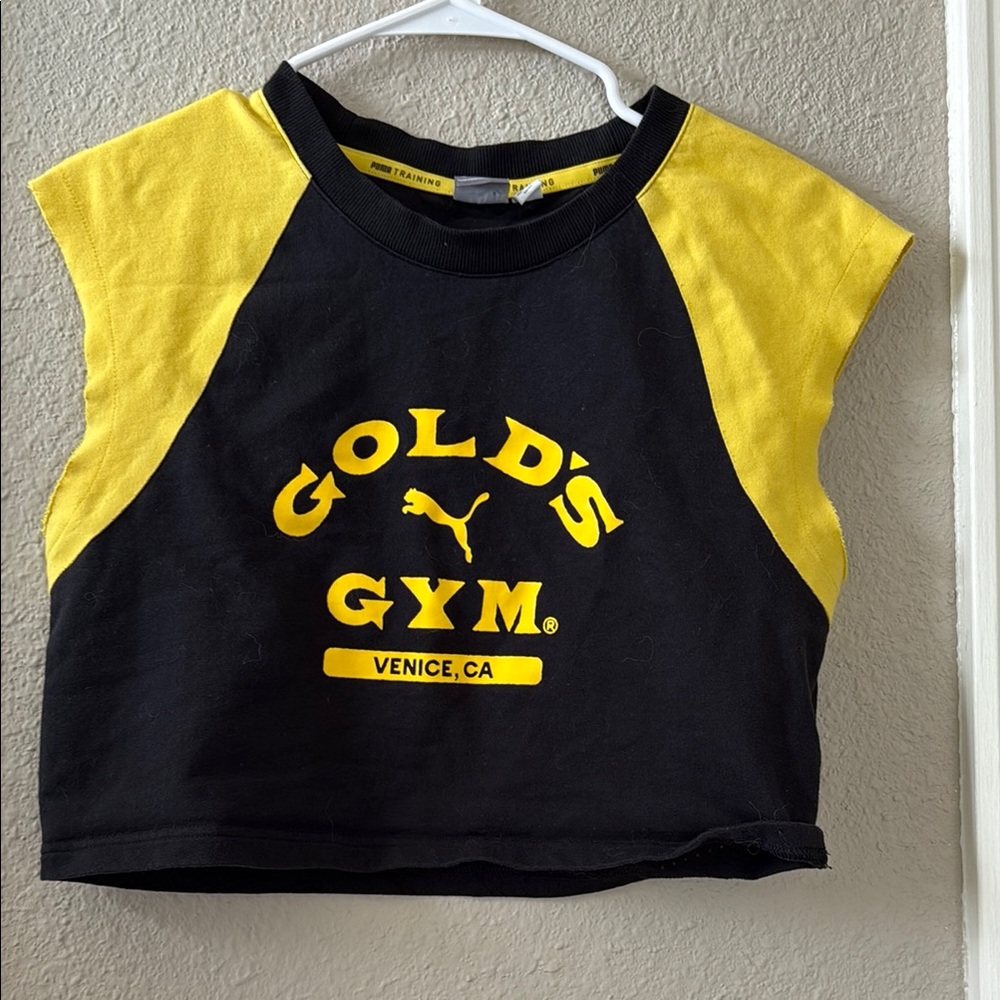 Puma Black and Yellow Muscle Tee Athletic Top